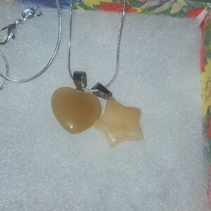 Boho Hippie Agate Heart & Star Sterling Silver 16" Necklace